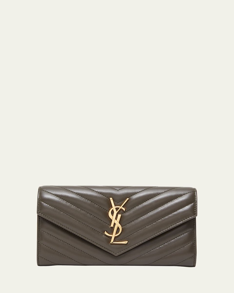 YSL Monogram Large Envelope Flap Wallet in Smooth Leather